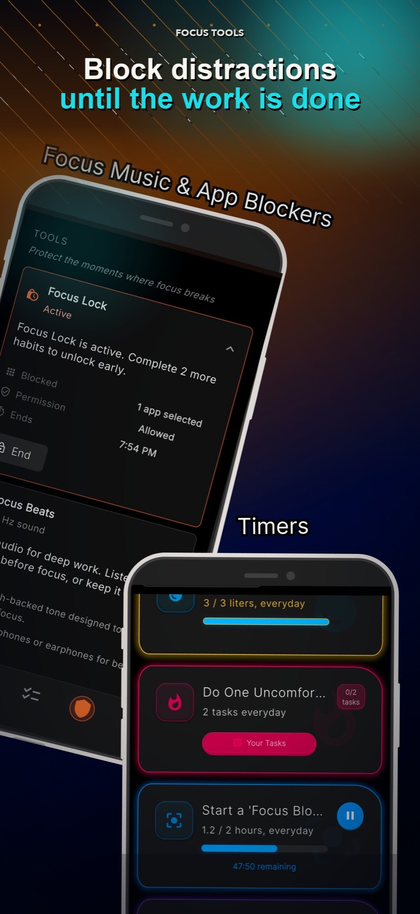 LyfeArc Focus Lock blocking distracting apps during a work session.